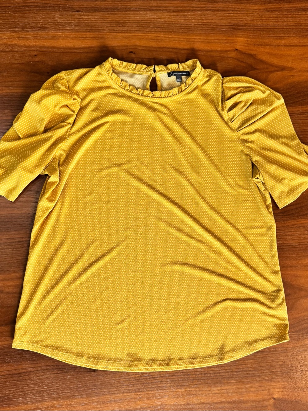 Adrianna Patel | Yellow Ruffle Neck Puff Sleeve Top